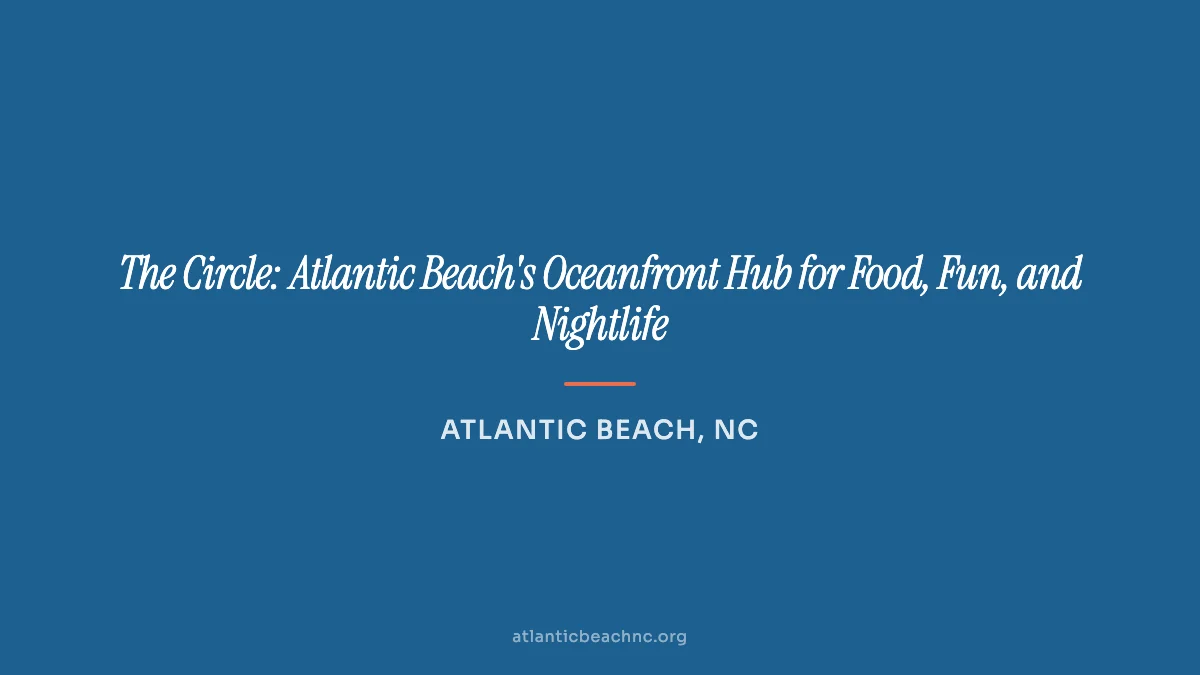 The Circle district in Atlantic Beach, NC at sunset with oceanfront restaurants and the boardwalk
